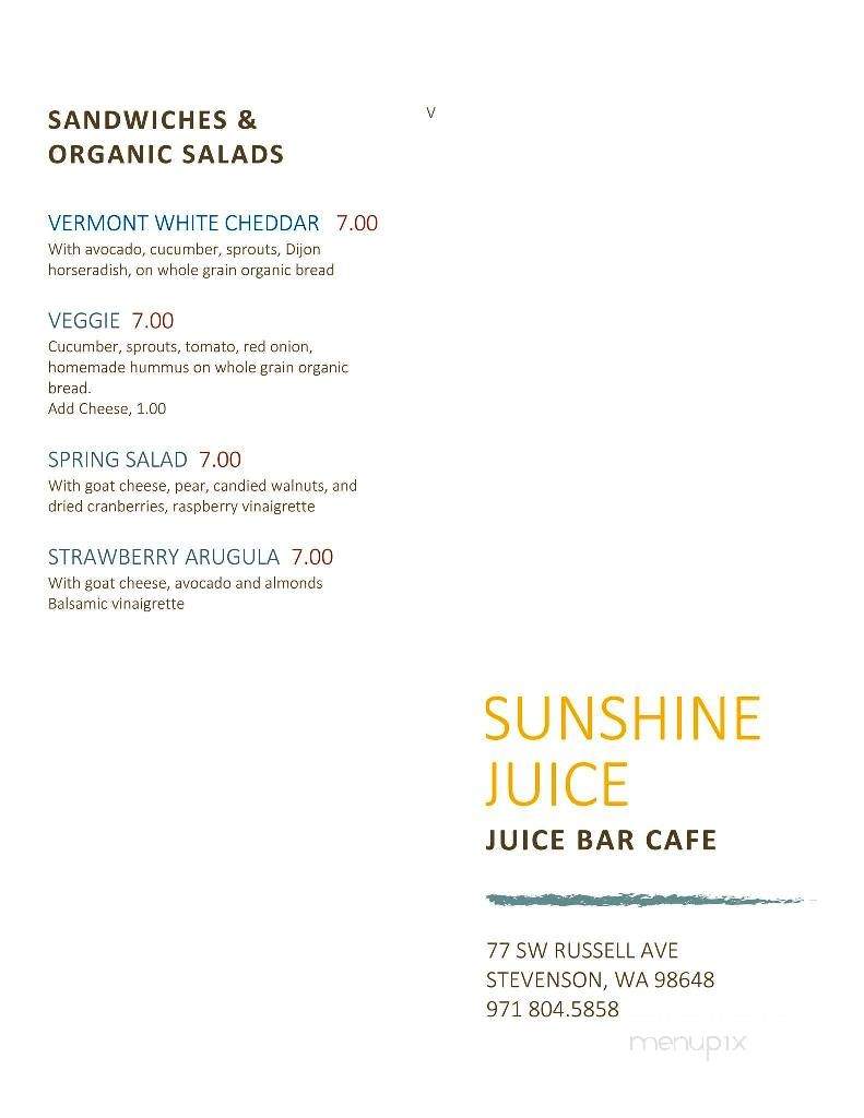 /28065163/Sunshine-Juice-Organic-Juice-Bar-and-Cafe-Stevenson-WA - Stevenson, WA