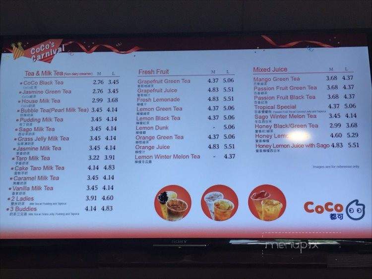 CoCo Fresh Tea & Juice - Los Angeles, CA menu_pic