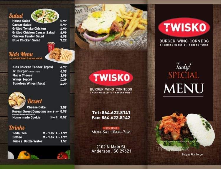 Twisko - Anderson, SC menu_pic