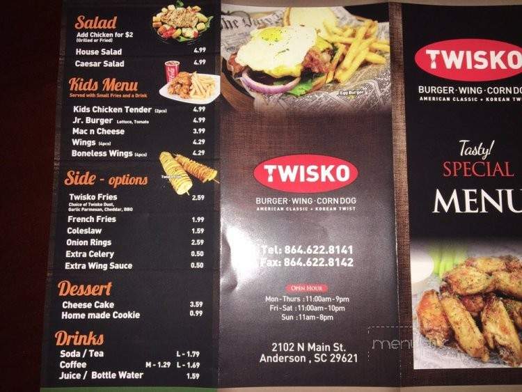 Twisko - Anderson, SC menu_pic