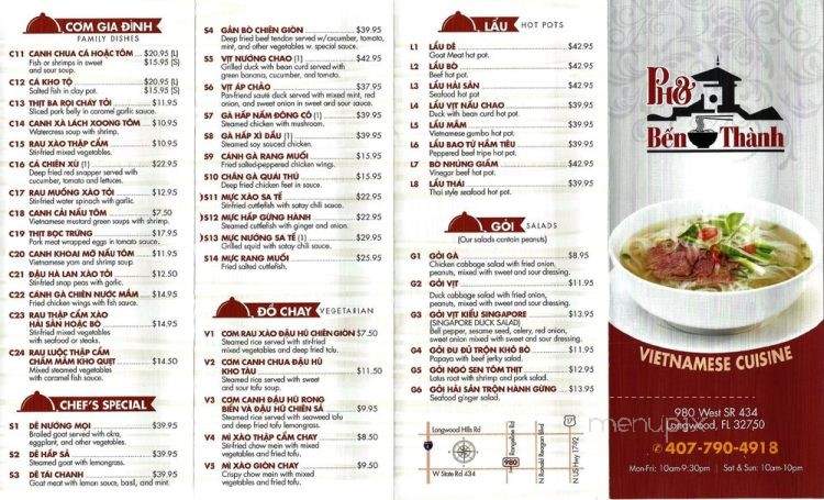Pho Ben Thanh - Longwood, FL menu_pic