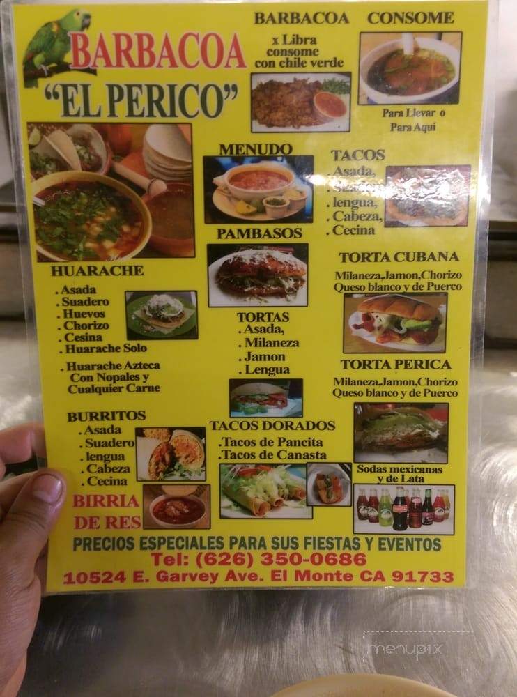 Barbacoa El Perico - El Monte, CA menu_pic