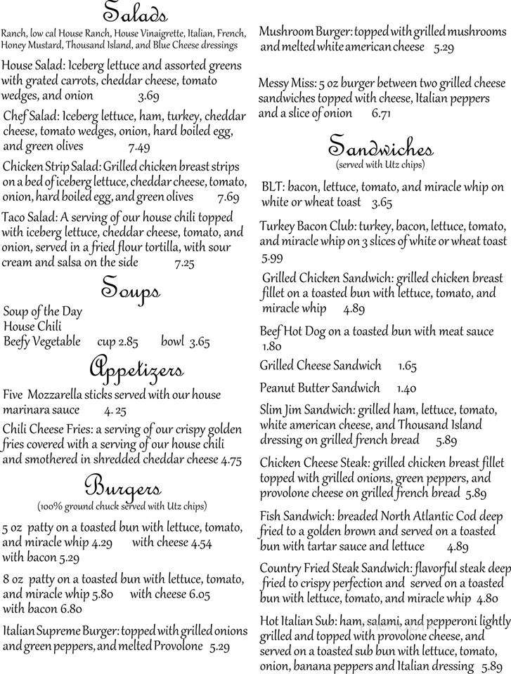 Cheryl's Country Diner - Parkersburg, WV menu_pic