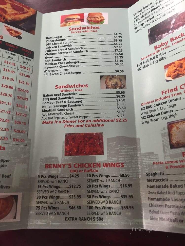 Benny's Pizza - Summit, IL menu_pic