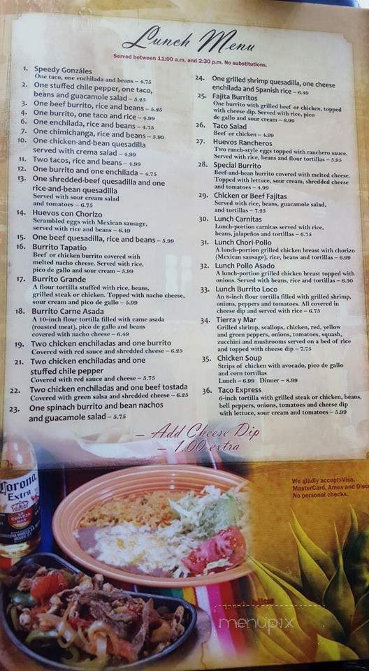 El Jimador Viejo - Anderson, SC menu_pic