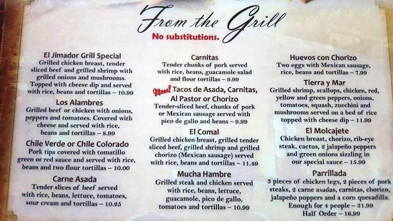 El Jimador Viejo - Anderson, SC menu_pic