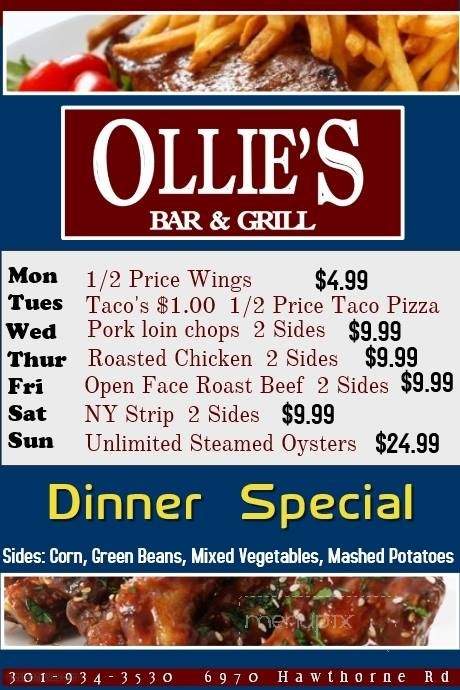 Ollies Bar and Grill - La Plata, MD menu_pic
