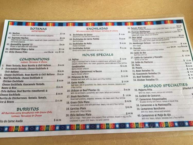 Juniors Restaurant - Carlsbad, NM menu_pic