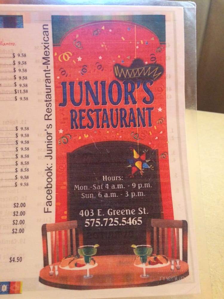 Juniors Restaurant - Carlsbad, NM menu_pic