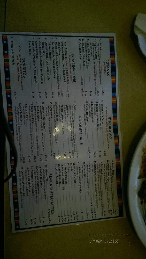 Juniors Restaurant - Carlsbad, NM menu_pic