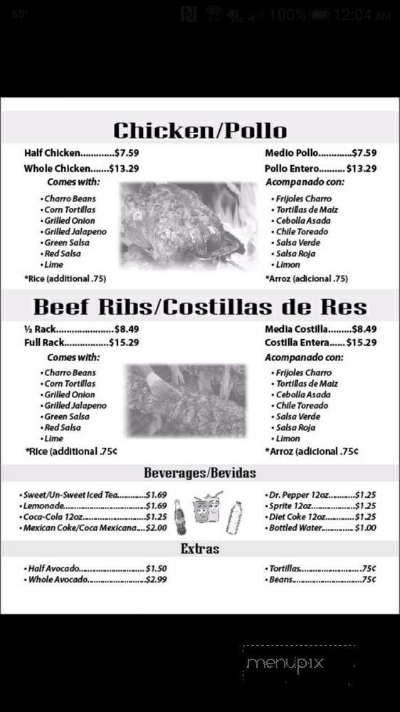 Reyna's Pollos al Carbon - San Antonio, TX menu_pic
