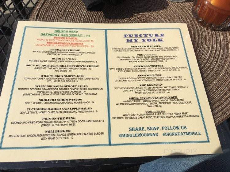 Minglewood - Lexington, KY menu_pic