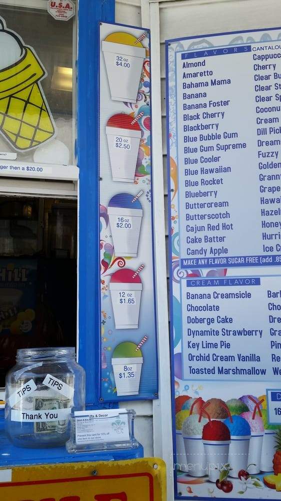 Chilly's Sno-Balls - Metairie, LA menu_pic