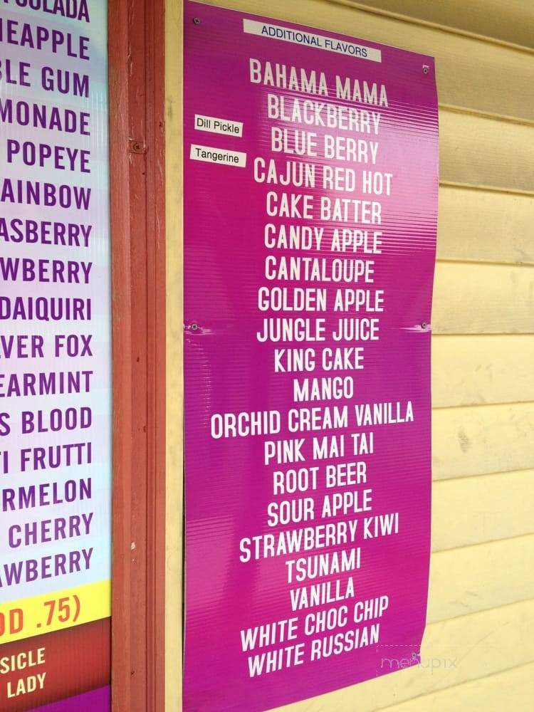 Chilly's Sno-Balls - Metairie, LA menu_pic