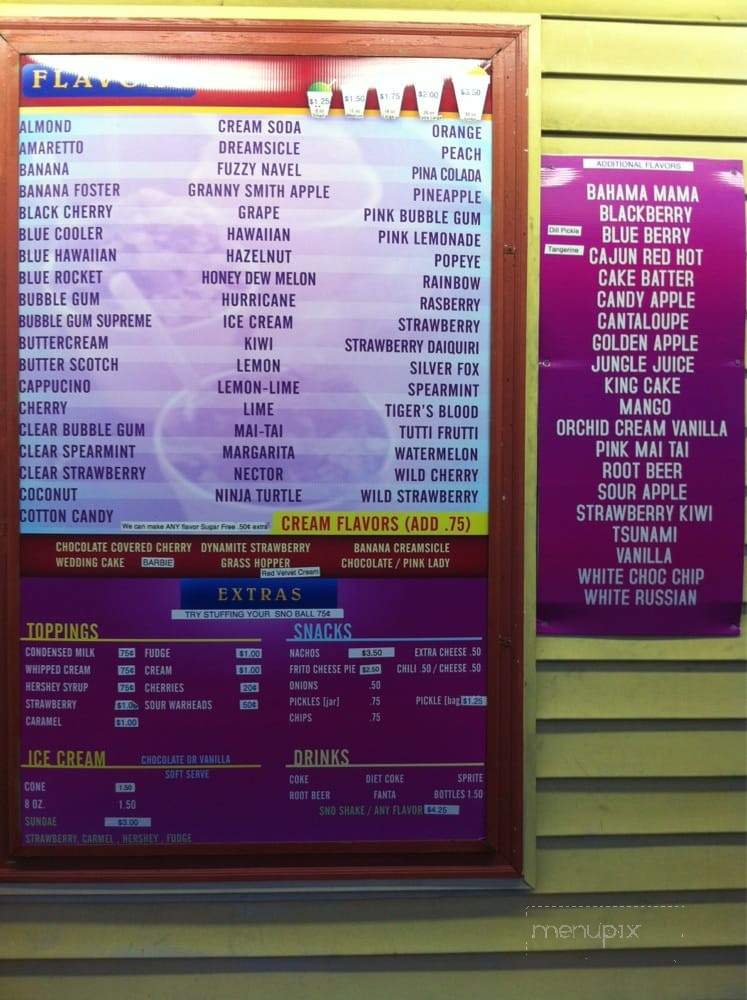Chilly's Sno-Balls - Metairie, LA menu_pic