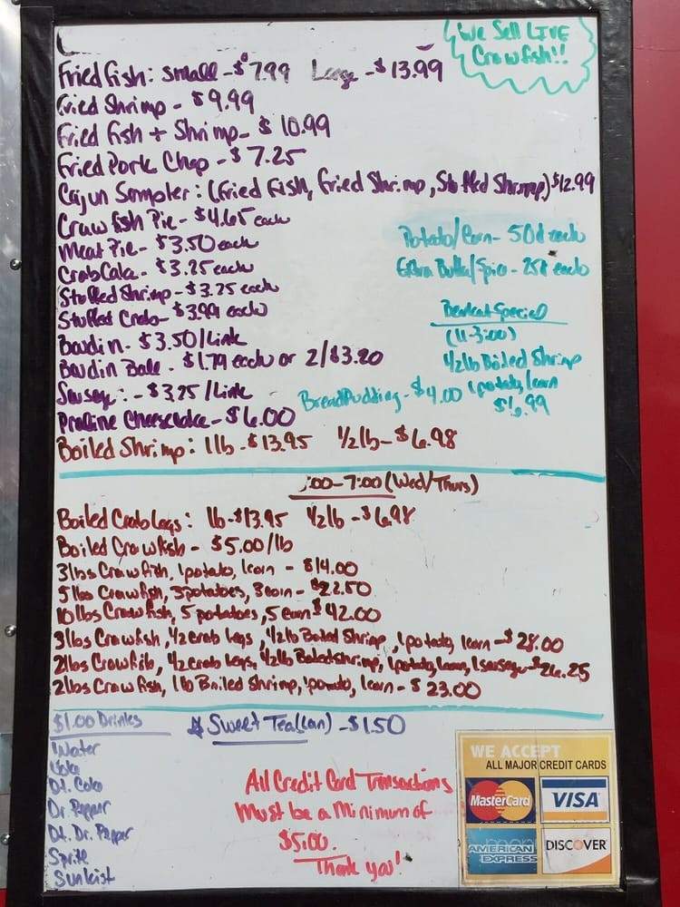 Arnaud's Cajun Kitchen - Huntsville, TX menu_pic