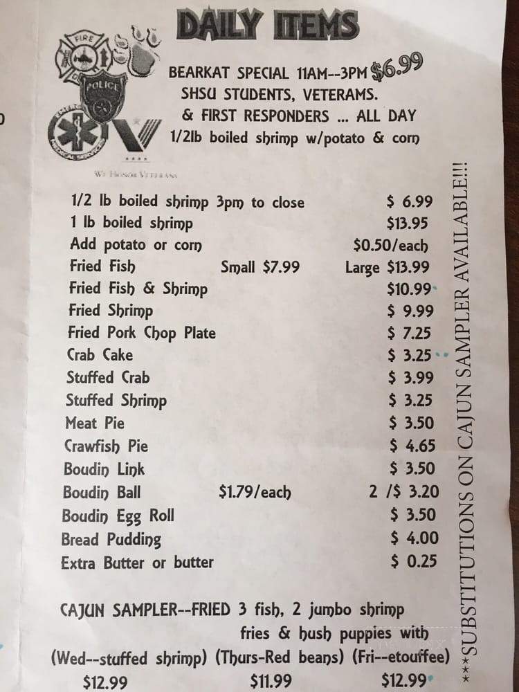 Arnaud's Cajun Kitchen - Huntsville, TX menu_pic