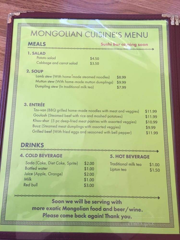 Togi's Mongolian Cuisine - Oakland, CA menu_pic