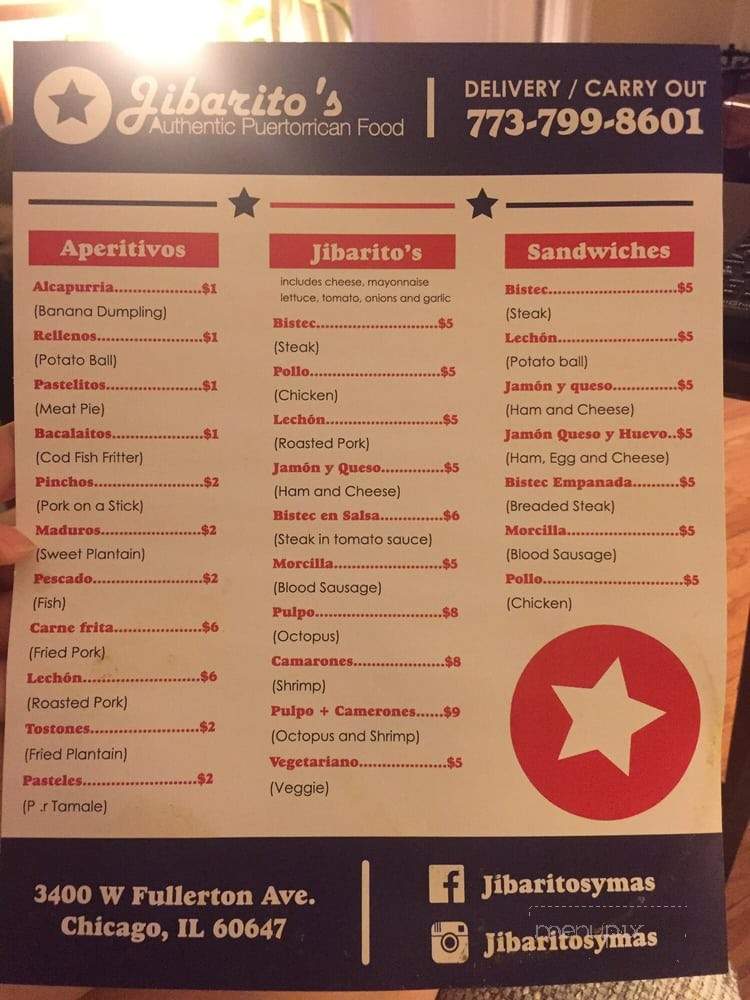 Jibarito's y M - Chicago, IL menu_pic