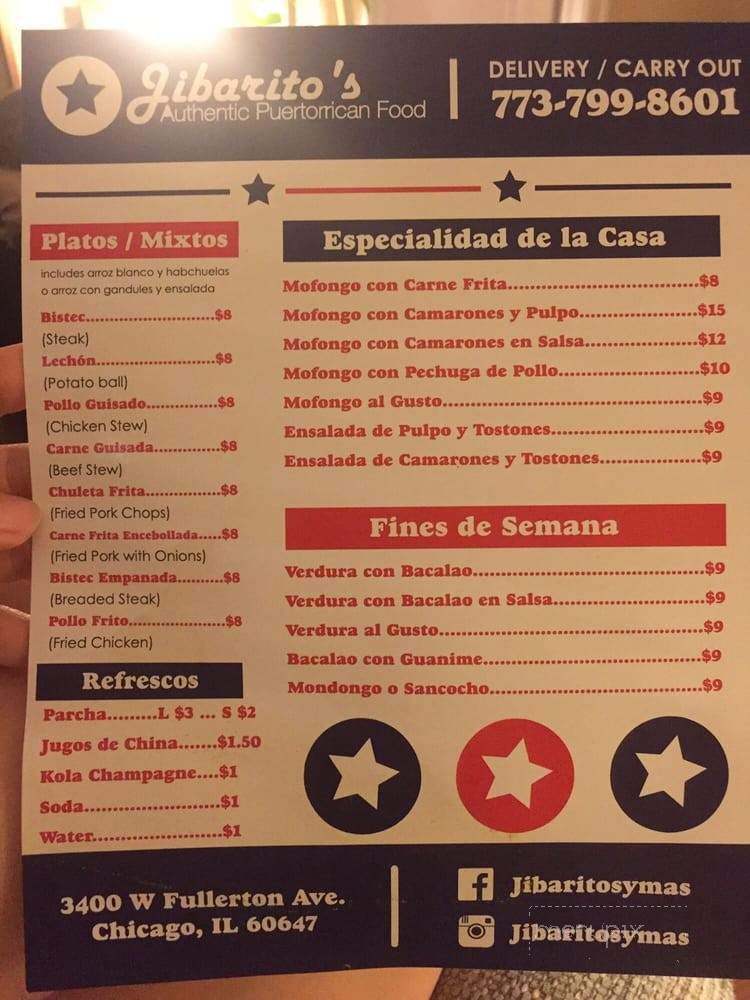 Jibarito's y M - Chicago, IL menu_pic