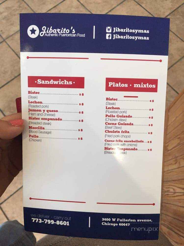 Jibarito's y M - Chicago, IL menu_pic