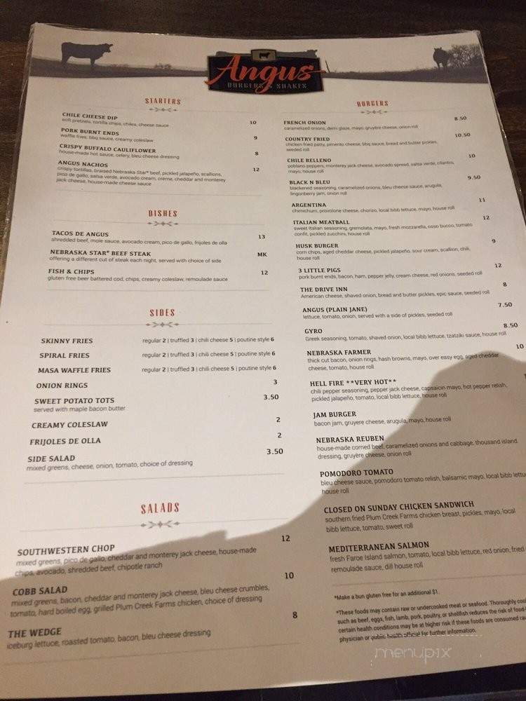 Angus Burgers & Shakes - Kearney, NE menu_pic