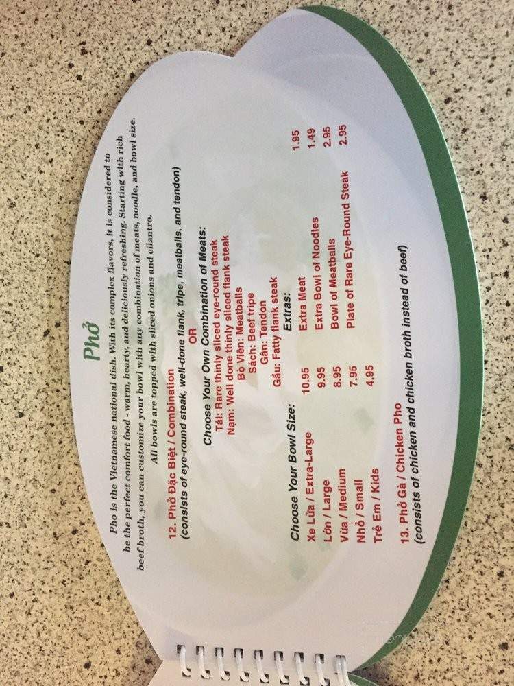 Pho Quynh - Charlotte, NC menu_pic