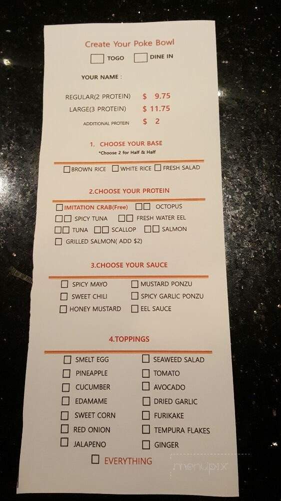 Takumi Sushi & Cafe - Pasadena, CA menu_pic