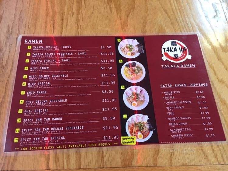 Takaya Ramen - Federal Way, WA menu_pic