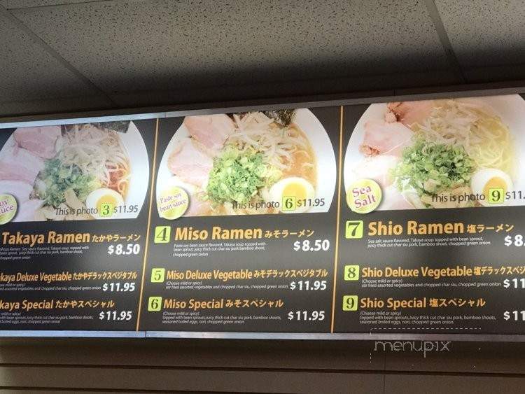 Takaya Ramen - Federal Way, WA menu_pic