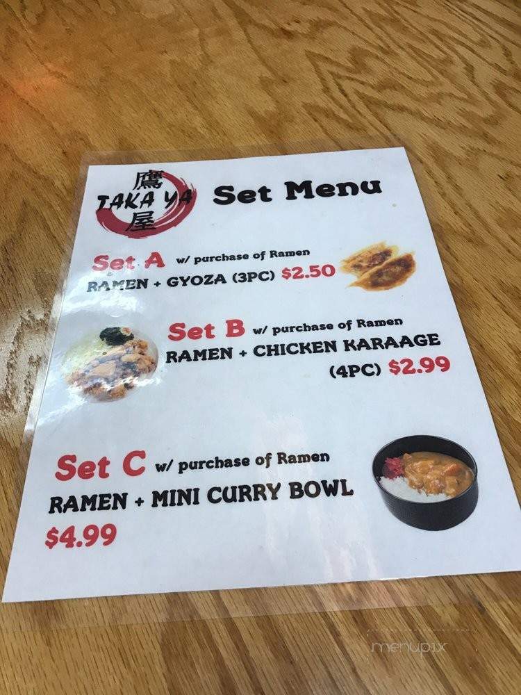Takaya Ramen - Federal Way, WA menu_pic