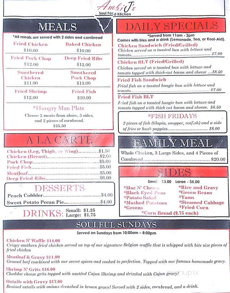 Ambi J's Soul Food Kitchen - Hemet, CA menu_pic