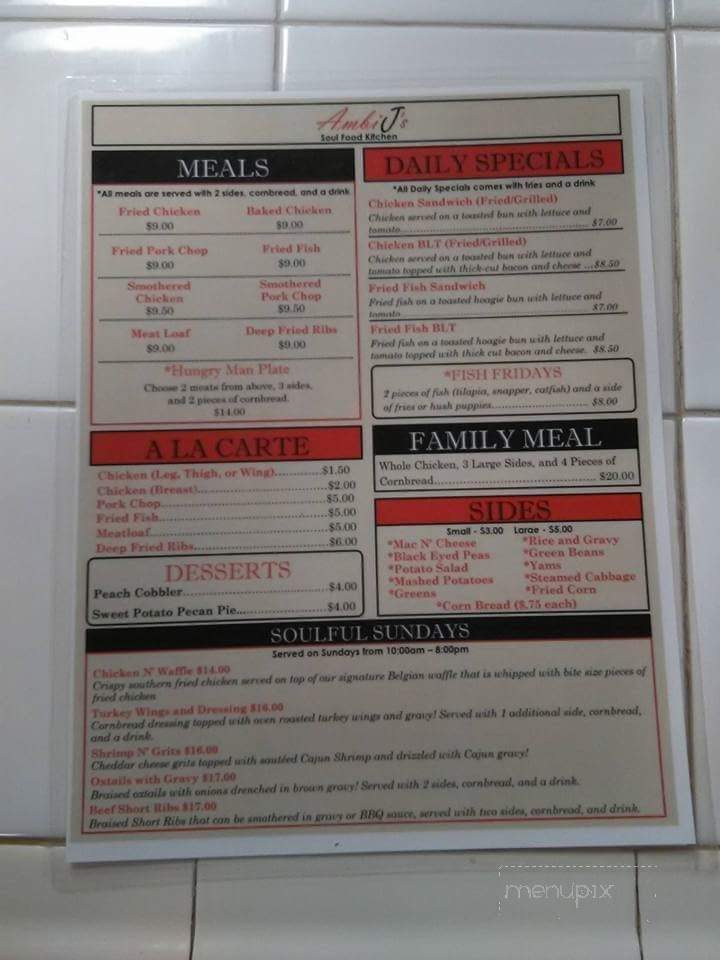 Ambi J's Soul Food Kitchen - Hemet, CA menu_pic