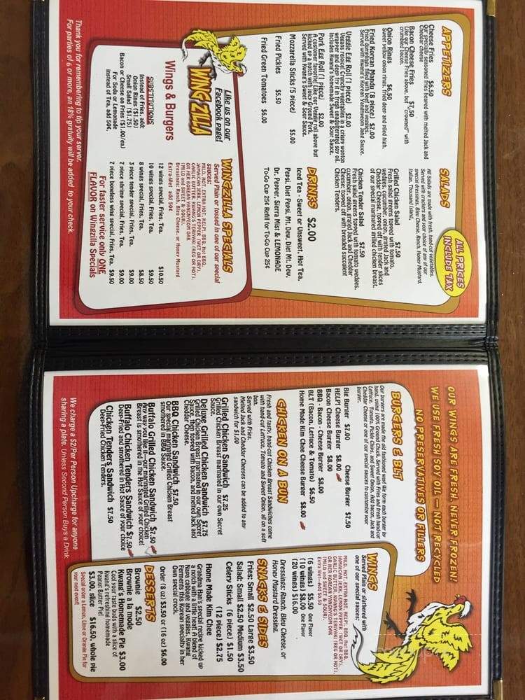 WingZilla - Tanner, AL menu_pic