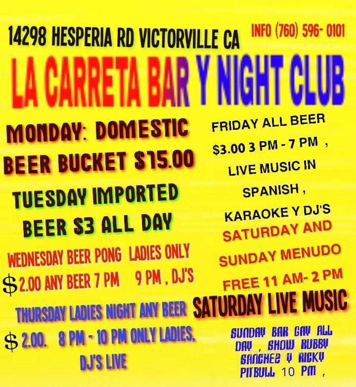 La Carreta Bar - Victorville, CA menu_pic