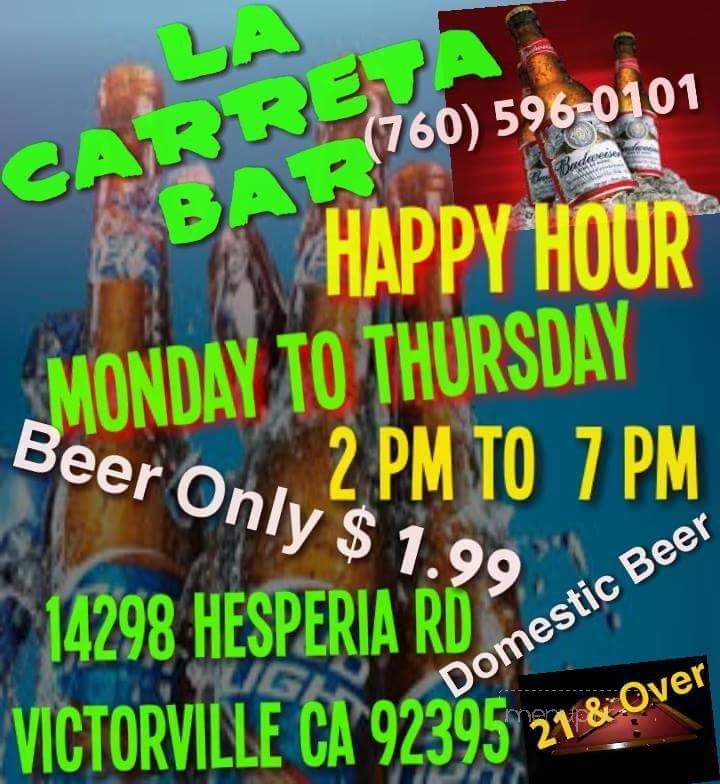 La Carreta Bar - Victorville, CA menu_pic