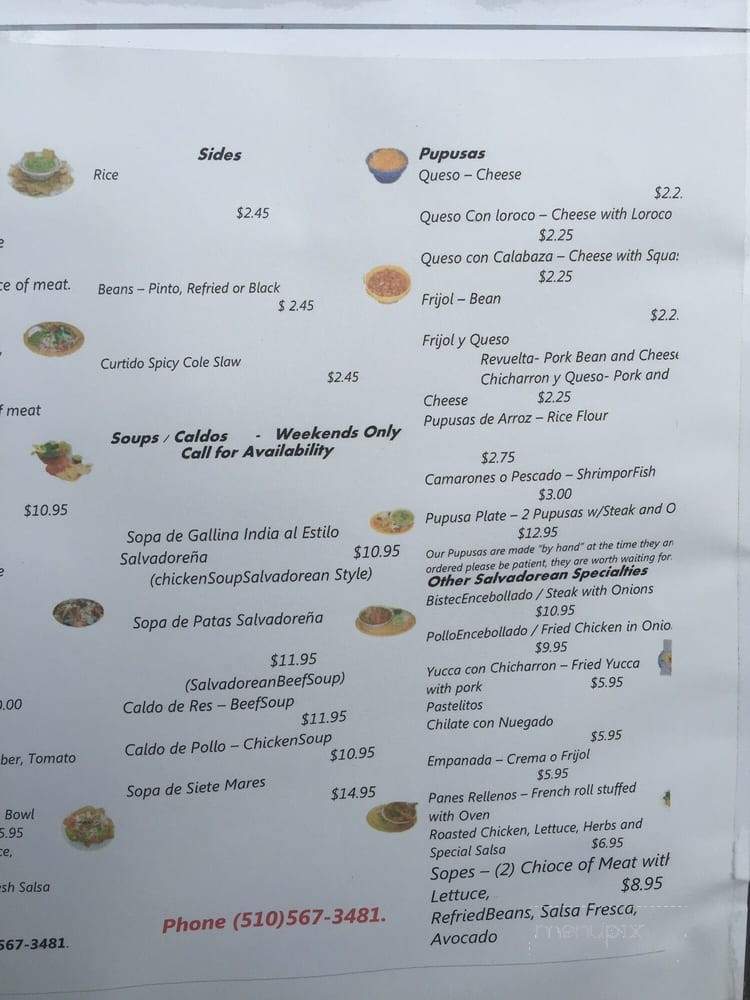 El Salvador Taqueria y Pupuseria - Oakland, CA menu_pic