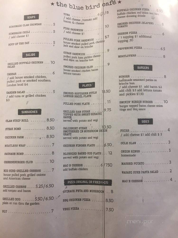 Blue Bird Cafe - Plymouth, MA menu_pic