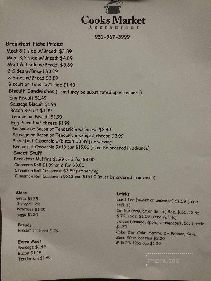 The Cook's Market - Decherd, TN menu_pic