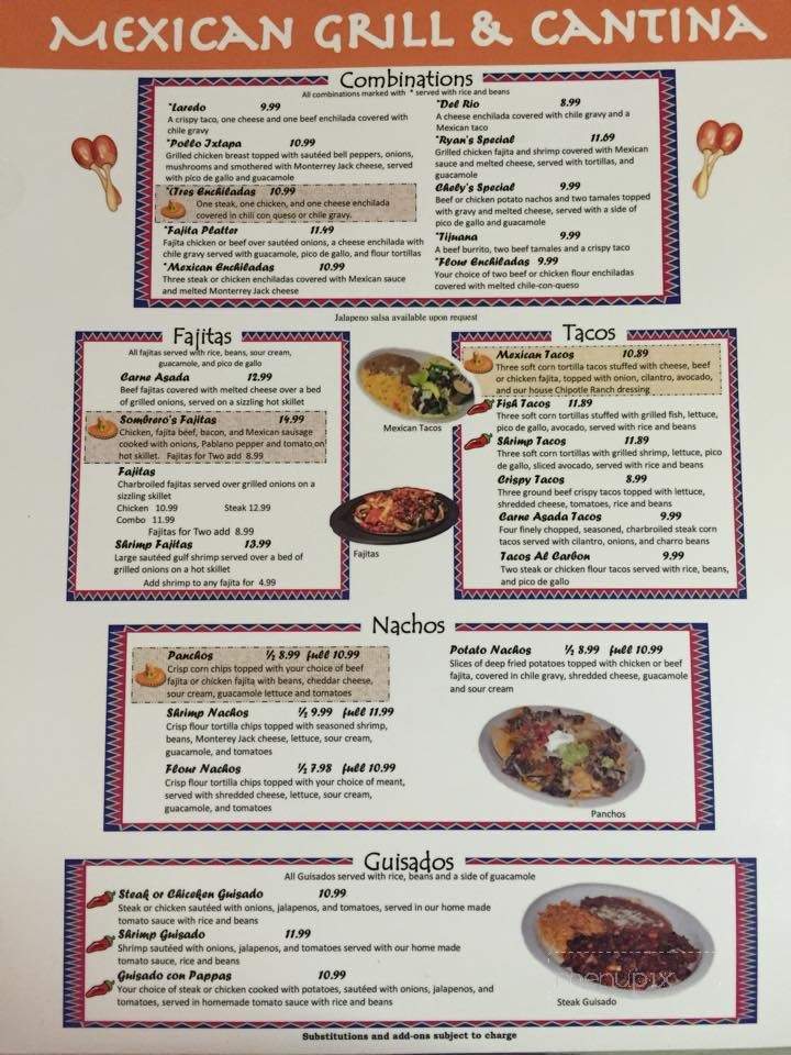 Sombrero's Grill & Cantina - Henderson, TX menu_pic