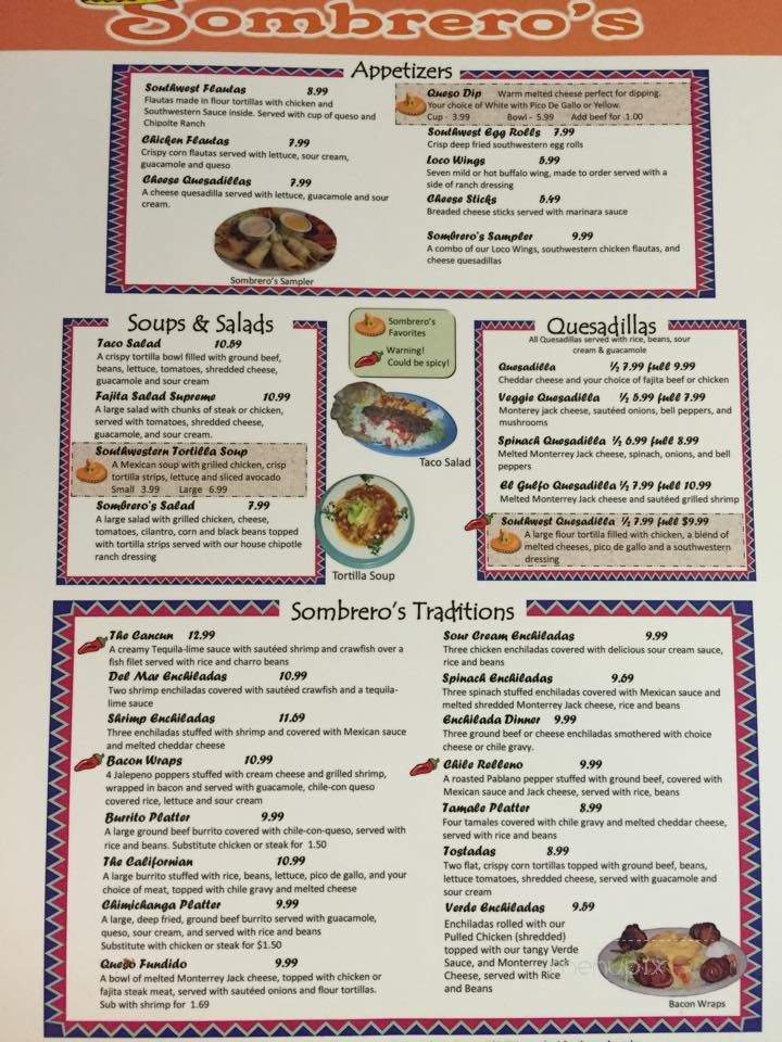 Sombrero's Grill & Cantina - Henderson, TX menu_pic
