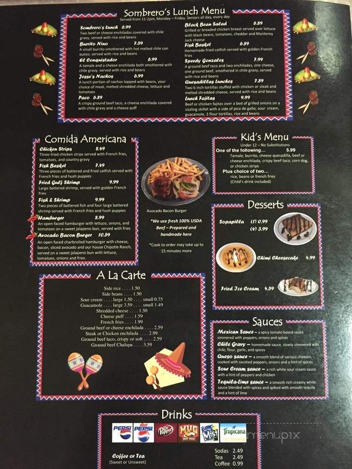 Sombrero's Grill & Cantina - Henderson, TX menu_pic