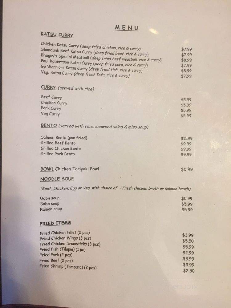 Bhugay's Katsu Curry - Oakland, CA menu_pic