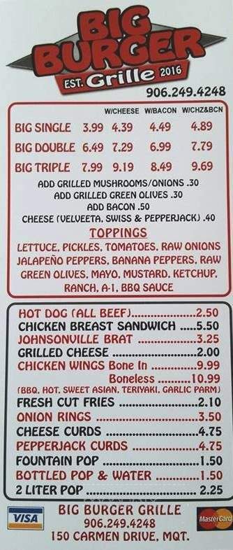 Big Burger Grille - Harvey, MI menu_pic