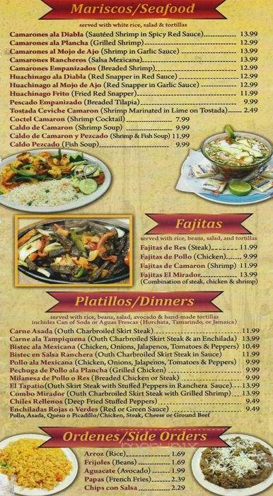 Taqueria El Mirador - Stockton, CA menu_pic