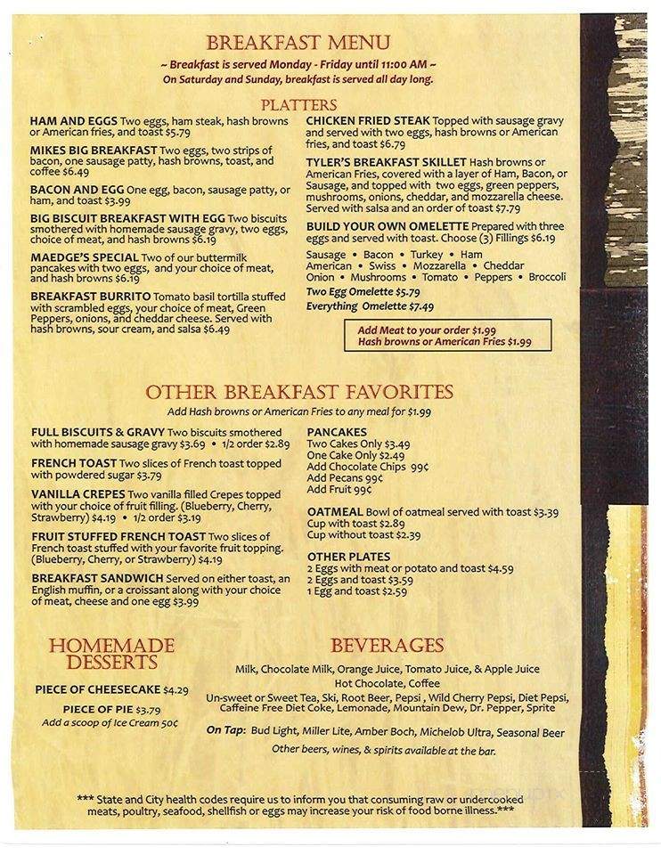 Maedge's Bar & Grill - Alhambra, IL menu_pic