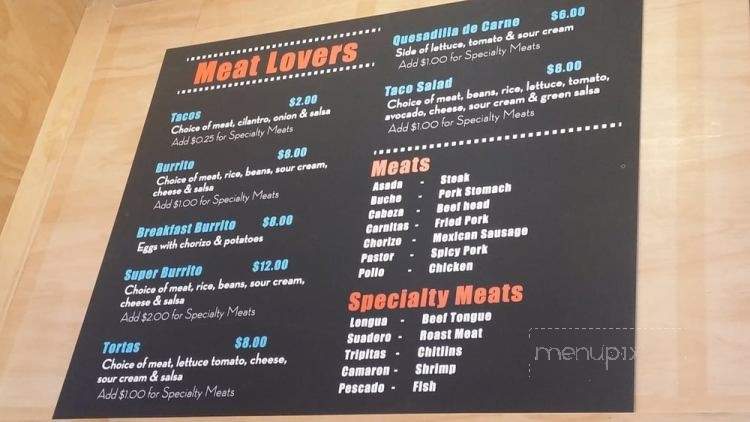 Tacos Sinaloa - Berkeley, CA menu_pic