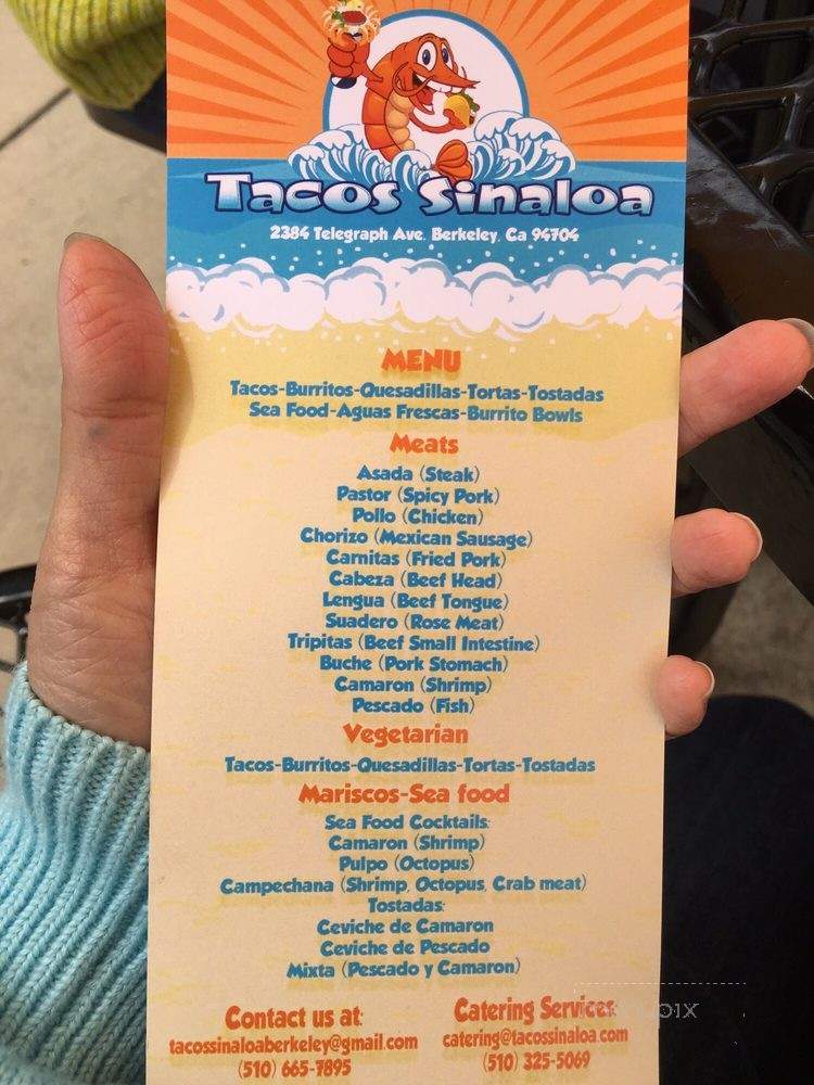 Tacos Sinaloa - Berkeley, CA menu_pic