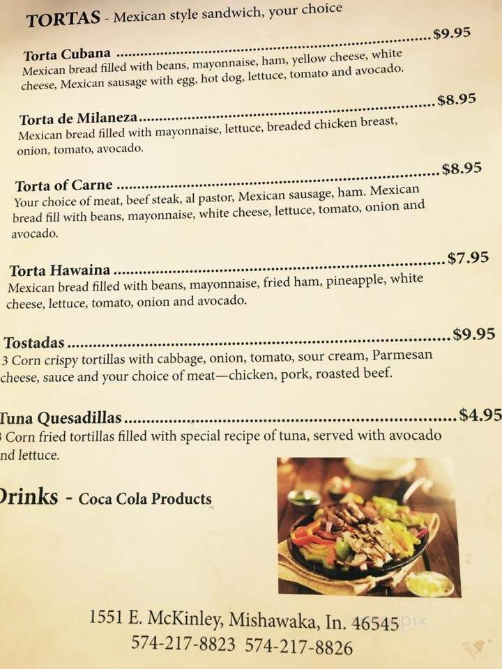 Jazmin Mexican Restaurant - Mishawaka, IN menu_pic