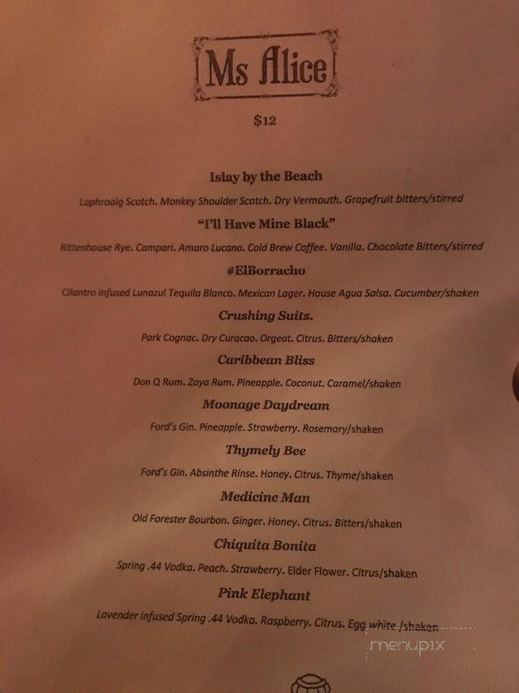 Ms Alice - Costa Mesa, CA menu_pic